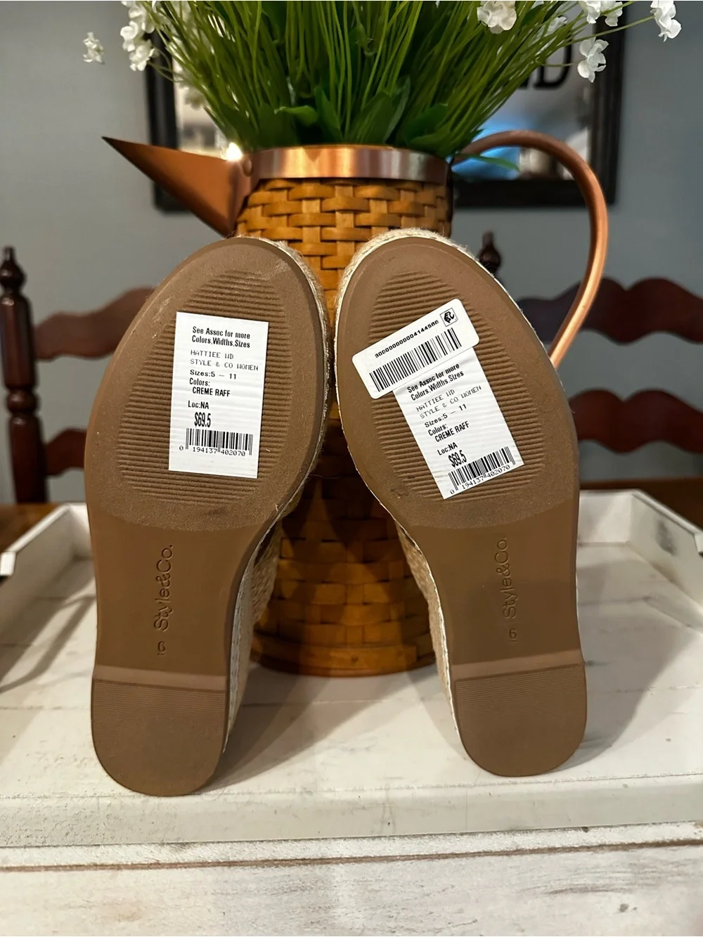 Style & Co. Beige Woven Platform Slide Sandals